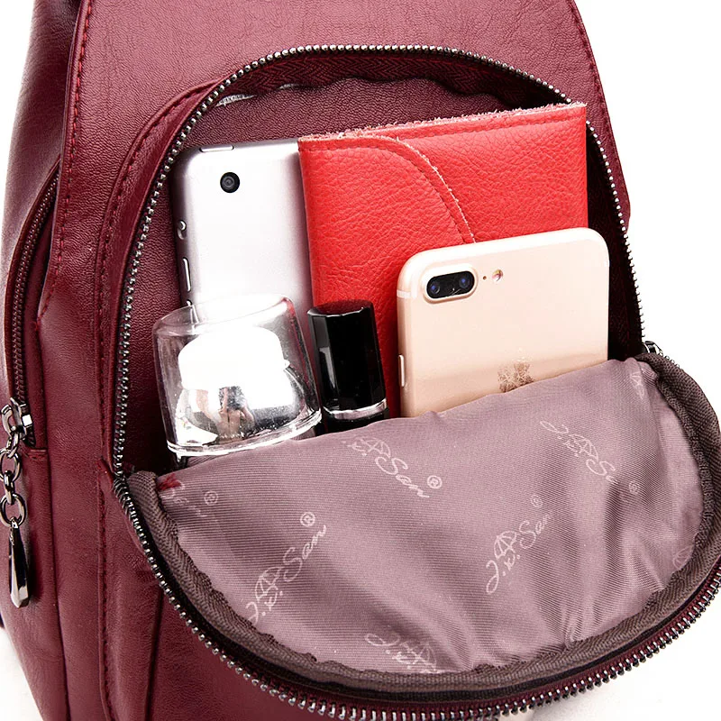 Moda Mochila De Cuero mujeres hombro del diseñador para las mujeres 2018 viaje Mochila pecho bolsa Mochila Feminina