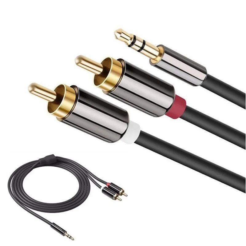 Goedkoop Stereo Jack 3.5mm Mannelijke Dual RCA Male Audio Kabel Voor iPhone Computer Laptop Speaker Versterker Ontvanger Y Kabel 1 m 2 m 3 m 5 m