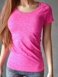 Camiseta de las Mujeres Mangas Cortas Higroscópicas de Secado Rápido Camiseta de la Aptitud Top de las Mujeres Camiseta de las Mujeres Mangas Cortas Higroscópicas de Secado Rápido Camiseta de la Aptitud Top de las Mujeres