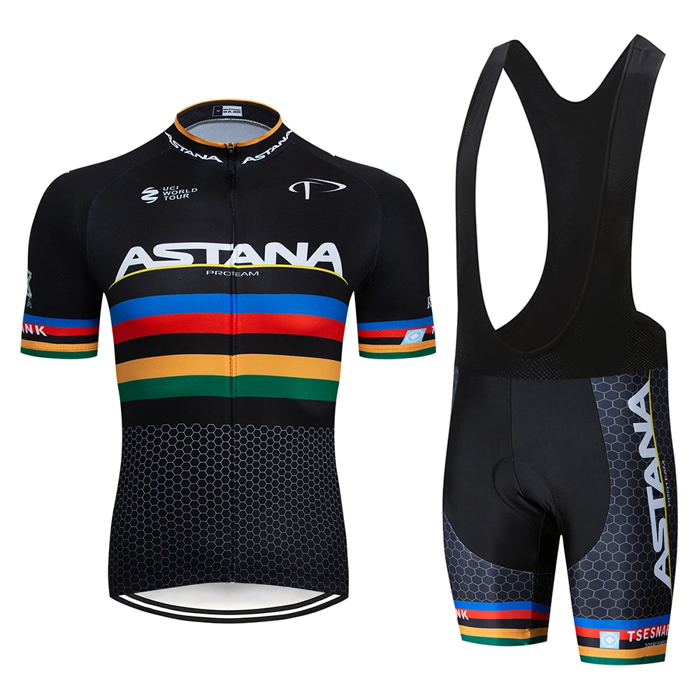 

2018 Black ASTANA Cycling Clothing Bike jersey Quick Dry Mens Bicycle clothing summer team Cycling Jersey gel bike shorts set