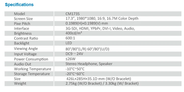 Seetec 4K173-9HSD-192 17,3 дюймов алюминий 1920x1080 Full HD 3G-SDI HDMI 4K широковещательный монитор с AV YpbPr