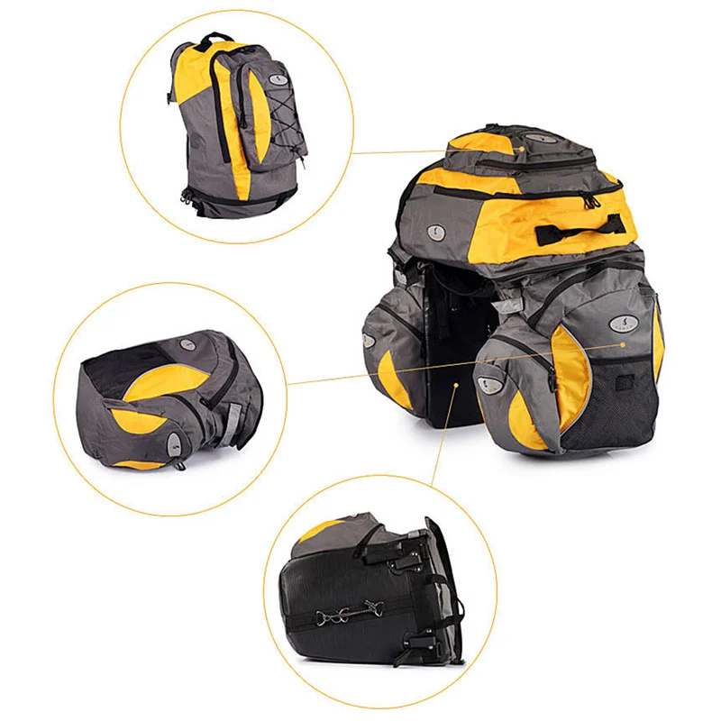 Top 65L Large Cycling Saddle Bags for bicycle Accessories 600D Oxford Waterproof Bicycle Rear Seat Bag Pannier Long-distance Cycling 3