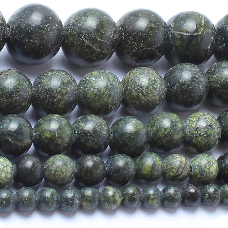 

15"Strand Buddhist Natural Stone Beads Smooth Green Prayer Stone Beads Round Loose Spacer Beads For Jewelry Making 4-12mm