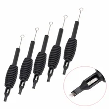 20 шт 9M1 трубка рукоятки машинки для татуировок+ игла с наконечником Ассорти одноразовый инструмент татуировки мягкий силиконовый резиновый комплект индивидуальная упаковка-черный