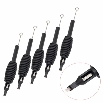 

20PCS 9M1 Tattoo Grip Tube + Needle With Tip Assorted Disposable Tattoo Tool Soft Silicone Rubber Set Individual Package - Black