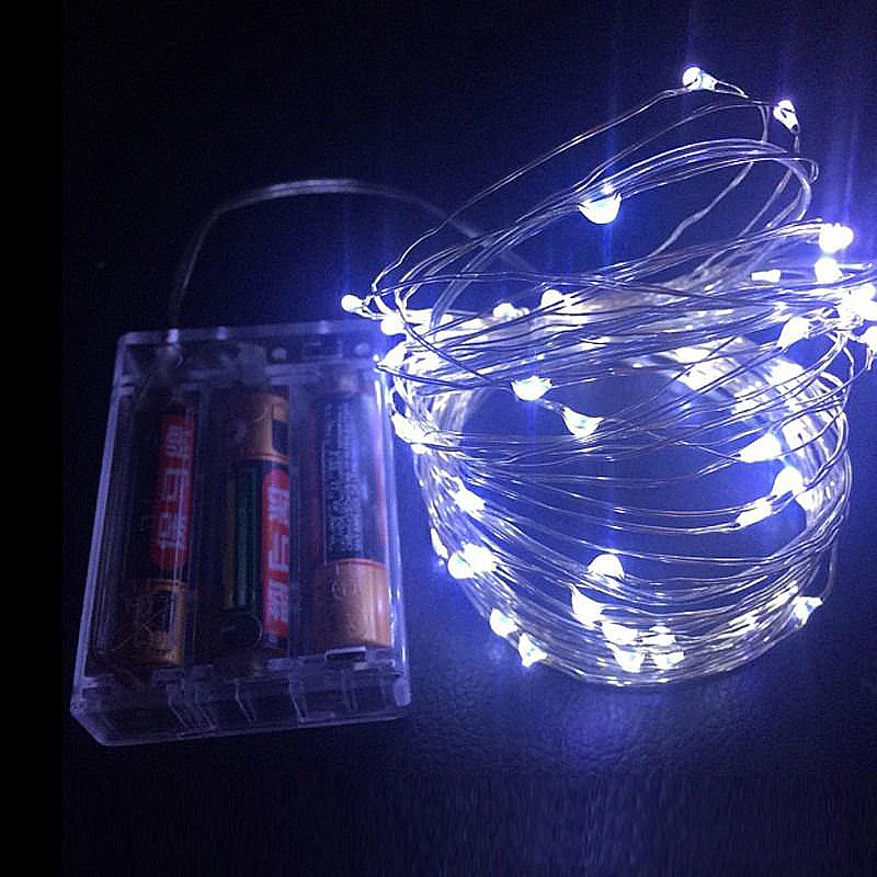 

5M 50led 16.5FT AA battery powered outdoor led copper wire fairy string light for christmas holiday wedding party decor lighting