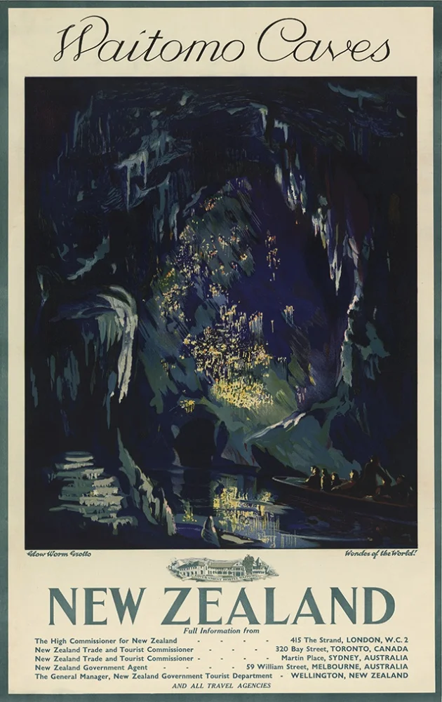 NZ New Zealand Natural Caves Maori Retro Vintage Kraft Poster Canvas