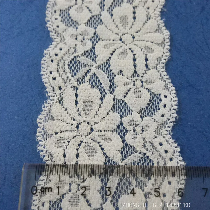 

300yards both side scalloped Stretch Lace 6cm Width Trim White color Flowers Elastic Lace Garment Accessories Wedding decoration