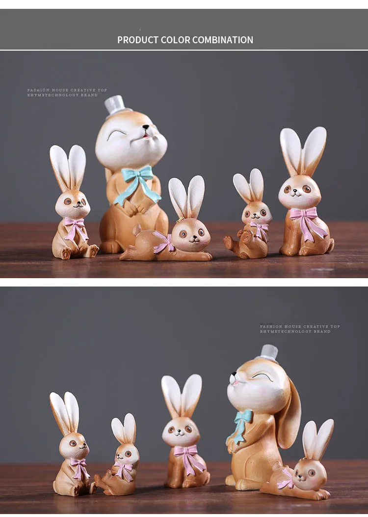 Украшения для сада кролика из смолы, милые миниатюрные фигурки маленького кролика, подарок на день рождения, настольные украшения-кролики
