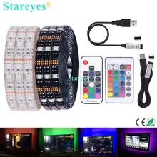 SMD 5050 RGB Светодиодные ленты DC 5 В USB светодио дный полосы света Гибкие IP20 IP65 Водонепроницаемый лента 1 м 2 м 3 м 4 м 5 м Добавить пульт дистанционного управления для ТВ фон