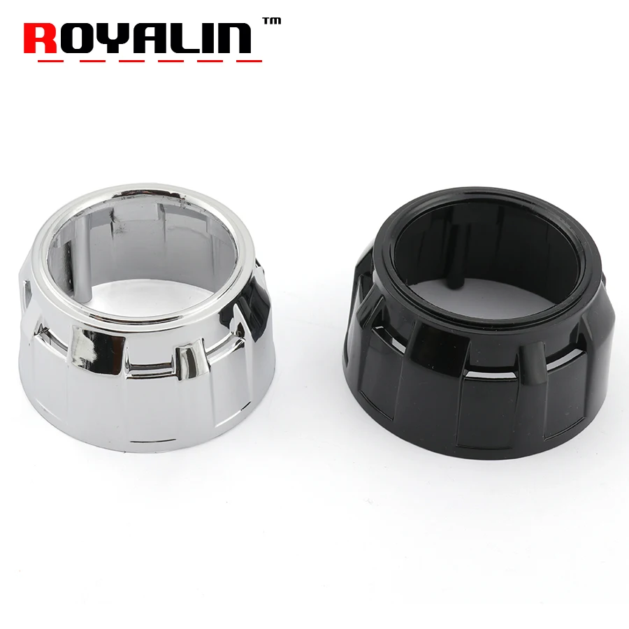 

ROYALIN Car Styling 2.5 inch Headlights Lens Heatproof Cover Black Gatling Gun Shrouds Bi Xenon Projector Auto Headlamp Masks