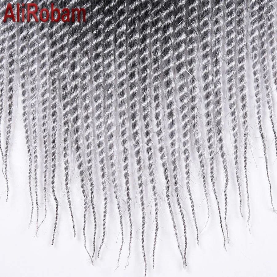 AliRobam Crochet Twist Braids Ombre gray Synthetic Senegalese Twist Pure/Mix Burgundy Brown Braiding Hair Extensions 30Roots/Pc