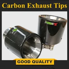 Free Shipping: 114MM Outlet Glossy Carbon Fiber exhaust tip 304 Stainless Steel Universal Muffler tips Akrapovic exhaust pipe