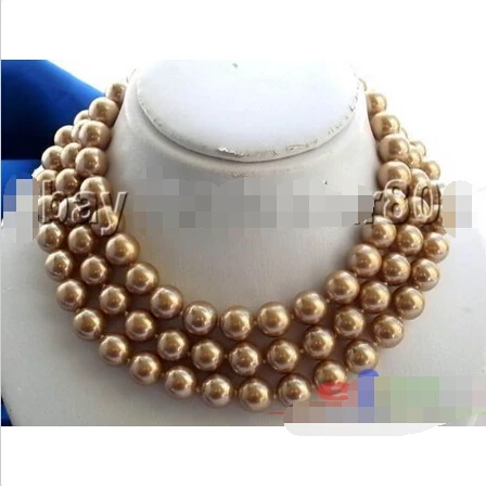 

LONG 50" 12MM BROWN ROUND SOUTHSEA SHELL PEARL NECKLACE p920@^Noble style Natural Fine jewe FREE SHIPPING