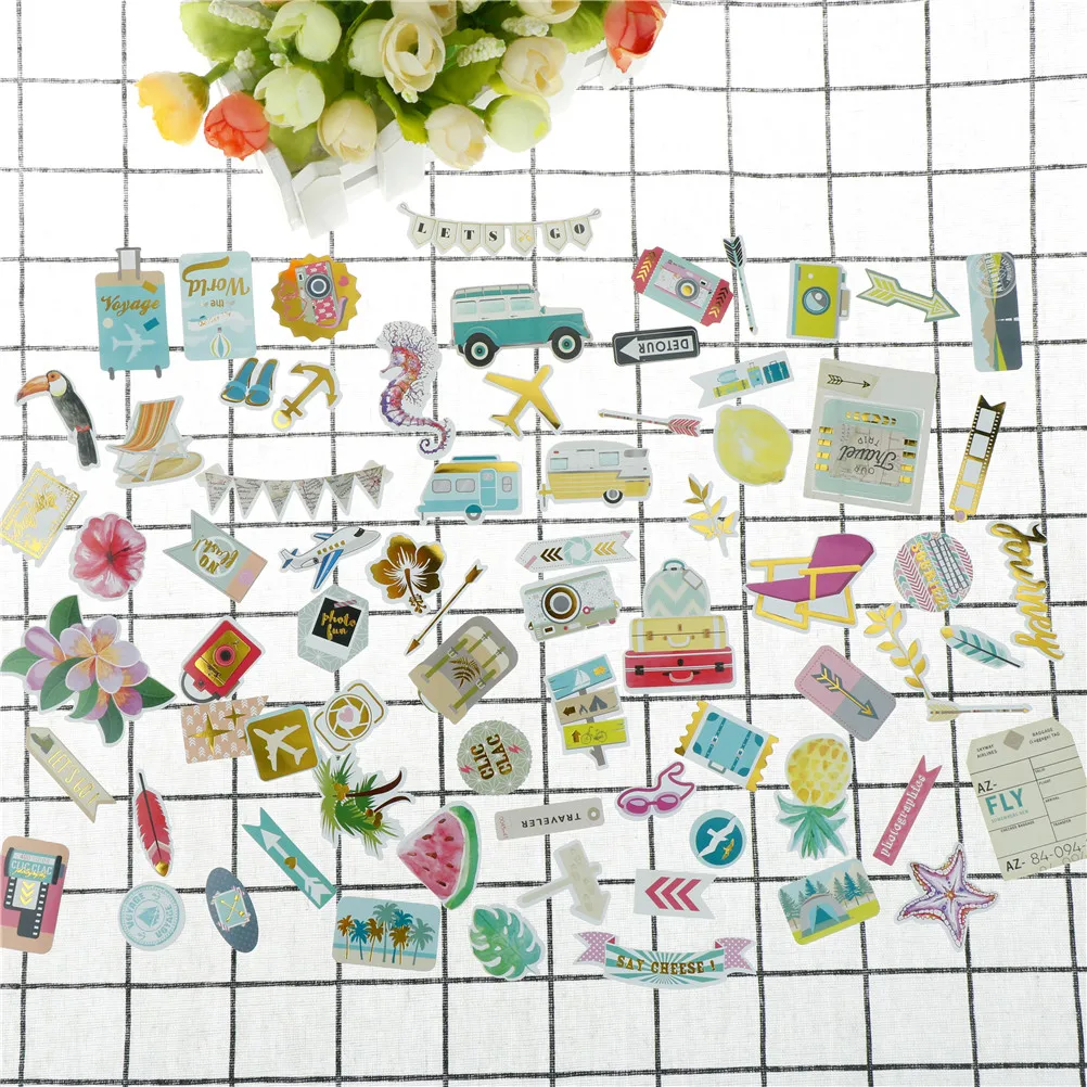 

72pcs/lot Travel Recorder Cardstock Die Cuts For Scrapbooking Happy Planner/Card Making/Journaling Project