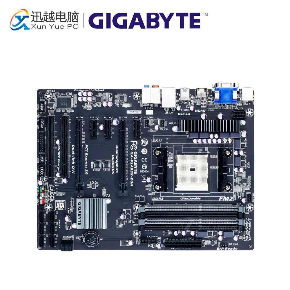 

Gigabyte GA-F2A85X-D3H Desktop Motherboard F2A85X-D3H A85X Socket FM2 DDR3 SATA3 USB3.0 ATX
