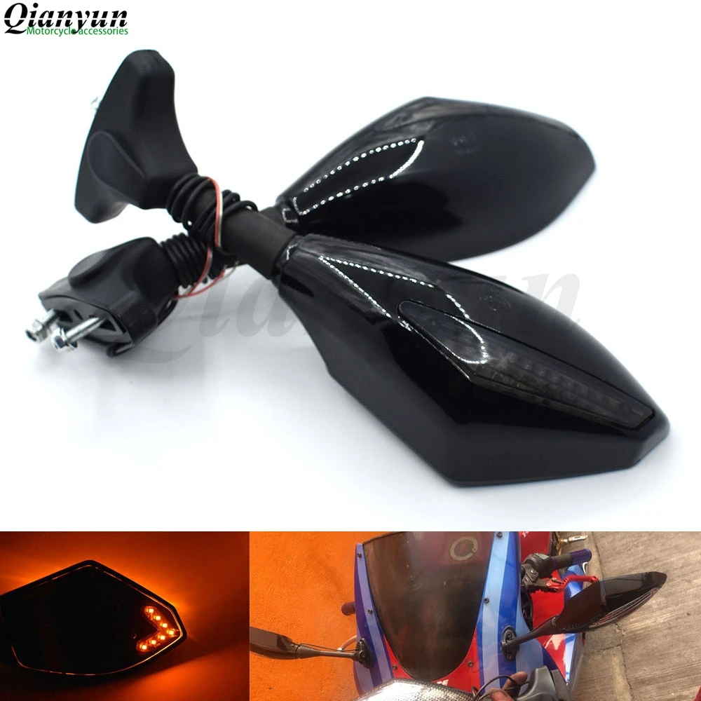 

Universal Motorcycle LED Steering Light Flash Rearview Mirror Side View Mirror for kawasaki suzuki honda yamaha KTM Ducati BMW