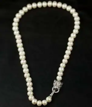 

Leopard Head Nature White 8-9 mm Pearl Women Necklace 18" 36"