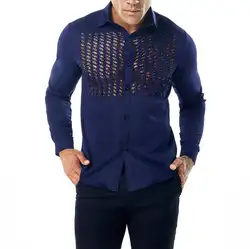 Для мужчин дизайнерская рубашка с длинными рукавами модные пикантные Высокое качество, Большие размеры Для мужчин s стандартные для