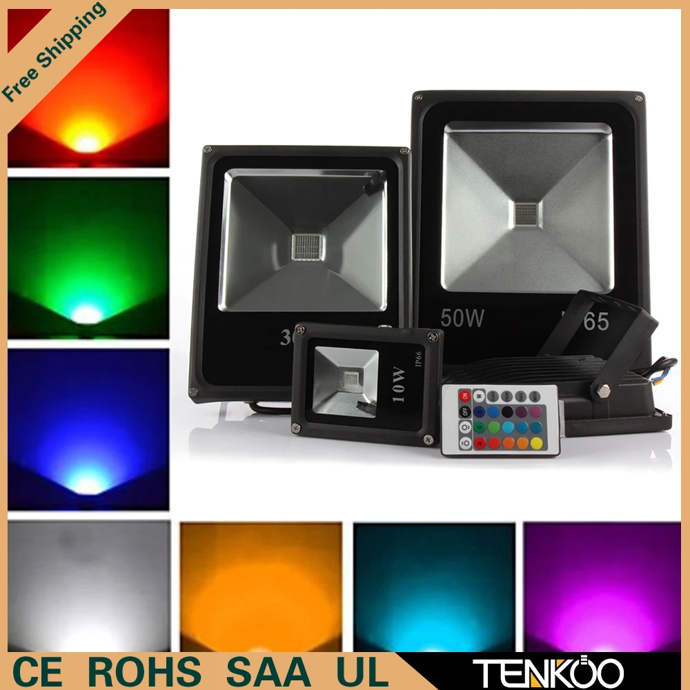 10pcs 50W RGB Led Floodlights lighting Outdoor Spotlights Spot Flood lamp garden light reflector