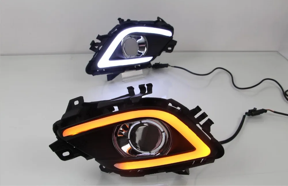 

Fog lamp cover drl with yellow turning signal lights LED Daytime Runnning Lights for Mazda 6 ATENZA 2013 2014 2015 2016
