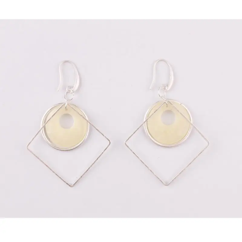 

ZWPON 2019 Faux Chalcedony Disc Graduated Circle Rhombus Statement Earrings for Women Fashion Geometric Simple Leather Earrings
