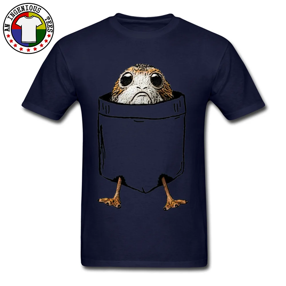 3D Printed Pocket Porg O Neck T-shirts Summer Tops Shirts Short Sleeve for Students Funky Pure Cotton Print T Shirts Pocket Porg navy