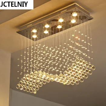 

Rectangle crystal lamp dining room pendant light individuality brief lamp modern bar counter rectangle crystal restaurant