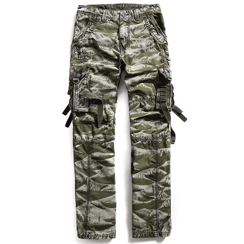 Камуфляжные брюки-карго, мужские рабочие брюки, мужские брюки с несколькими карманами, армейский термо Pantalon, мужские военные камуфляжные брюки, мужские новые хлопковые брюки 164 - Цвет: Армейский зеленый