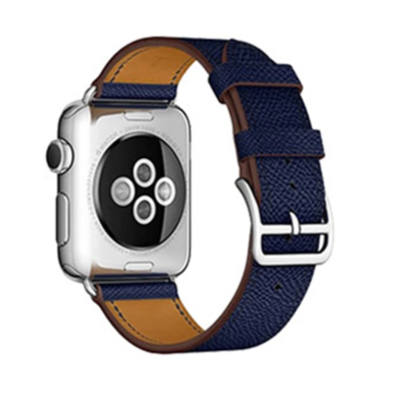 Для Apple Watch, версии 4/3/2/1 Натуральная кожа браслет с кожаным ремешком Tour ремешок для iwatch 38 мм 42 мм 40 мм 44 мм - Цвет ремешка: Midnight blue