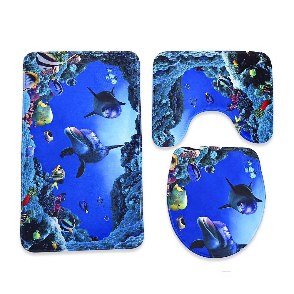 Buy 3 pcs Bath Mats Ocean Underwater World Anti Slip
