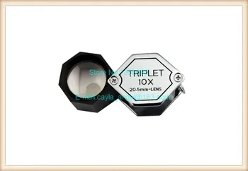 

10X20.5mm Top Quality Hexagonal Jewerly Diamond Triplet Loupe Achromatic-Aplanatic Optical Lens, Gem Magnifier w Leather Case