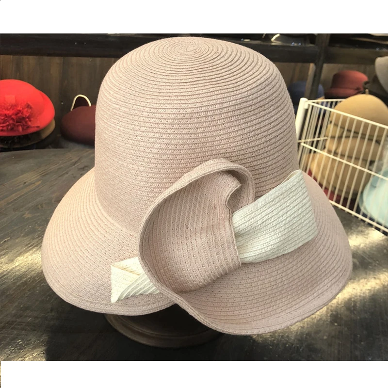Женская соломенная шляпа, Модная элегантная Солнцезащитная шляпа с широкими полями, женская летняя пляжная кепка, Кентукки, Дерби, вечерние