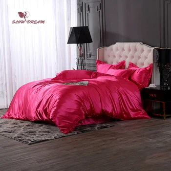 

SlowDream Rose Red Bedding Set Luxury Euro Bedspread Bed Flat Sheet Pillowcase Duvet Cover Set Adult Bedclothes Double Linens