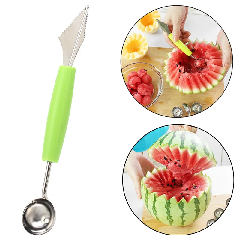 Stainless Steel Double Side Melon Baller Fruit Carving Knife Scoop