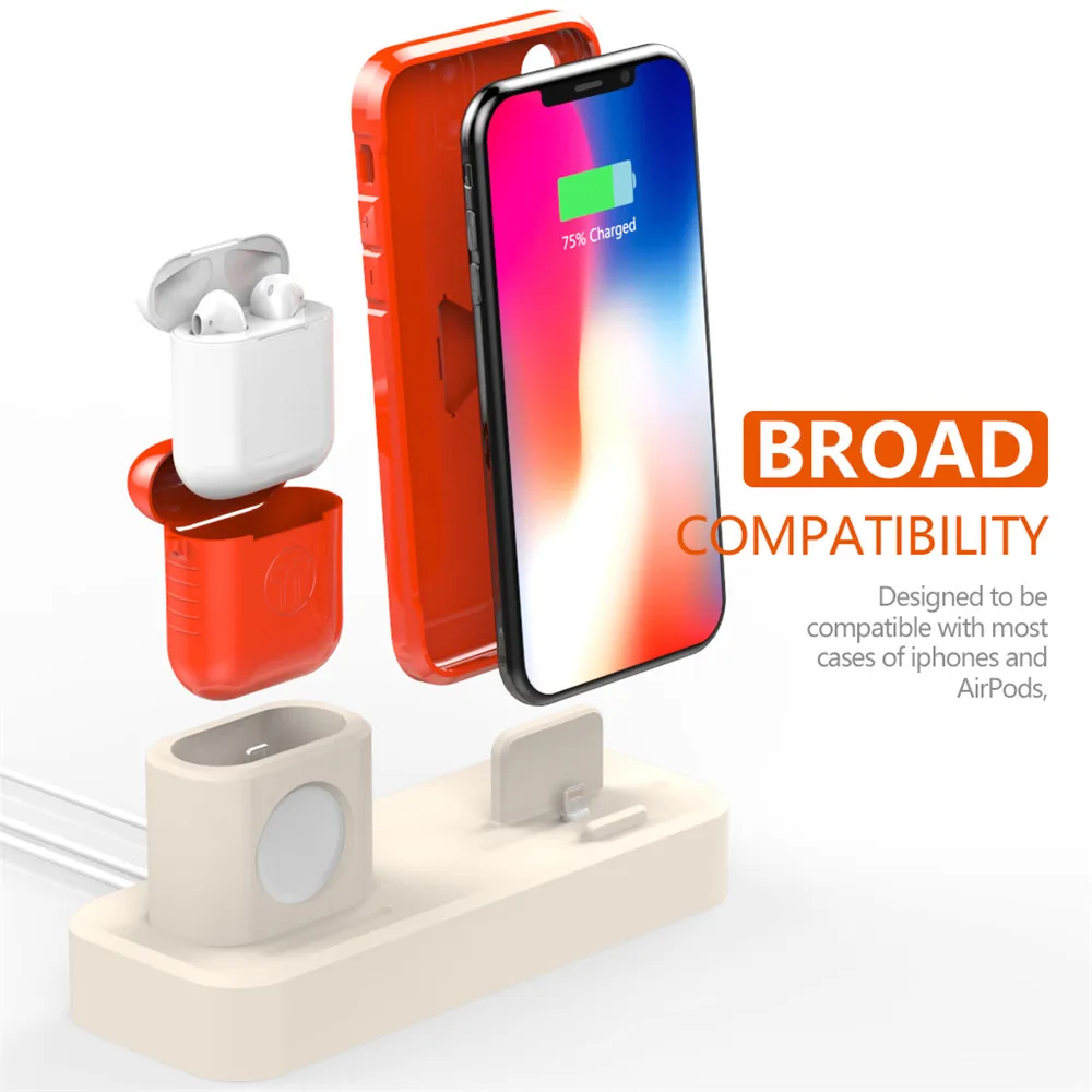 SZYSGSD 3 в 1 зарядная док-станция для iPhone X 8 7 6 6 S для Airpods портативная зарядная подставка Док-станция для Apple Watch 4 3 2