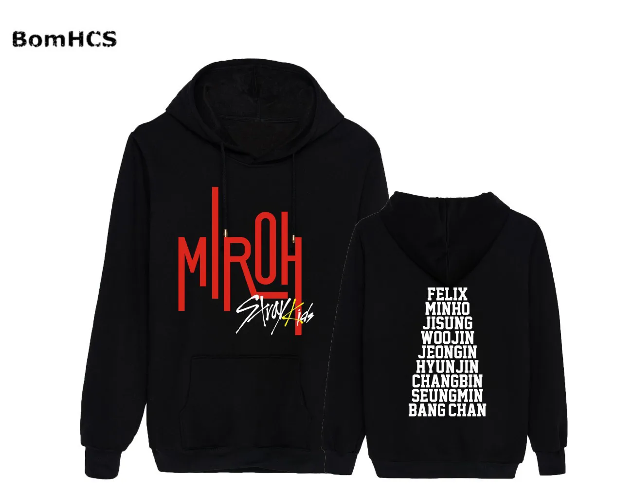 BomHCS Kpop Stray Kids MIROH/Хлопковые пуловеры, толстовки унисекс с принтом, спортивные топы, верхняя одежда (черный, розовый, серый, белый)