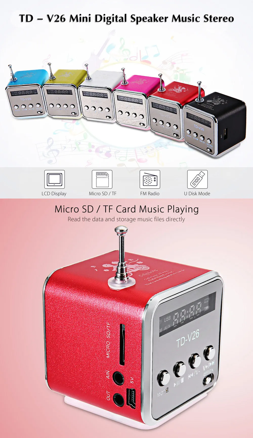 Td V26 Portativnyj Micro Sd Tf Pleera Cifrovoj Zhk Displej Displej Fm Radio Dinamik Stereo Zvuk Dinamik Dlya Noutbuk Mobilnyj Telefon Mp3 Loudspeakers For Laptop Speaker Stereofm Radio Speaker Aliekspress