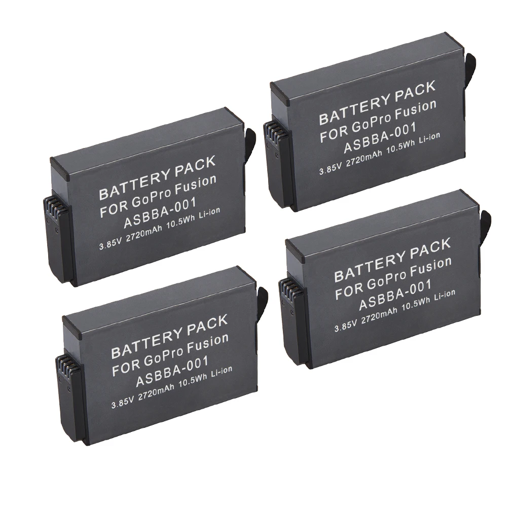 4pcs 2720mah 3.85v For Gopro Fusion 360degree Sports Action Camera Batteries Batterie Gopro