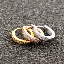 Высокое качество, титановая сталь, полукруглый инкрустированный циркон, бутик, серьги-кольца для женщин, модные ювелирные изделия, подарок, серьги