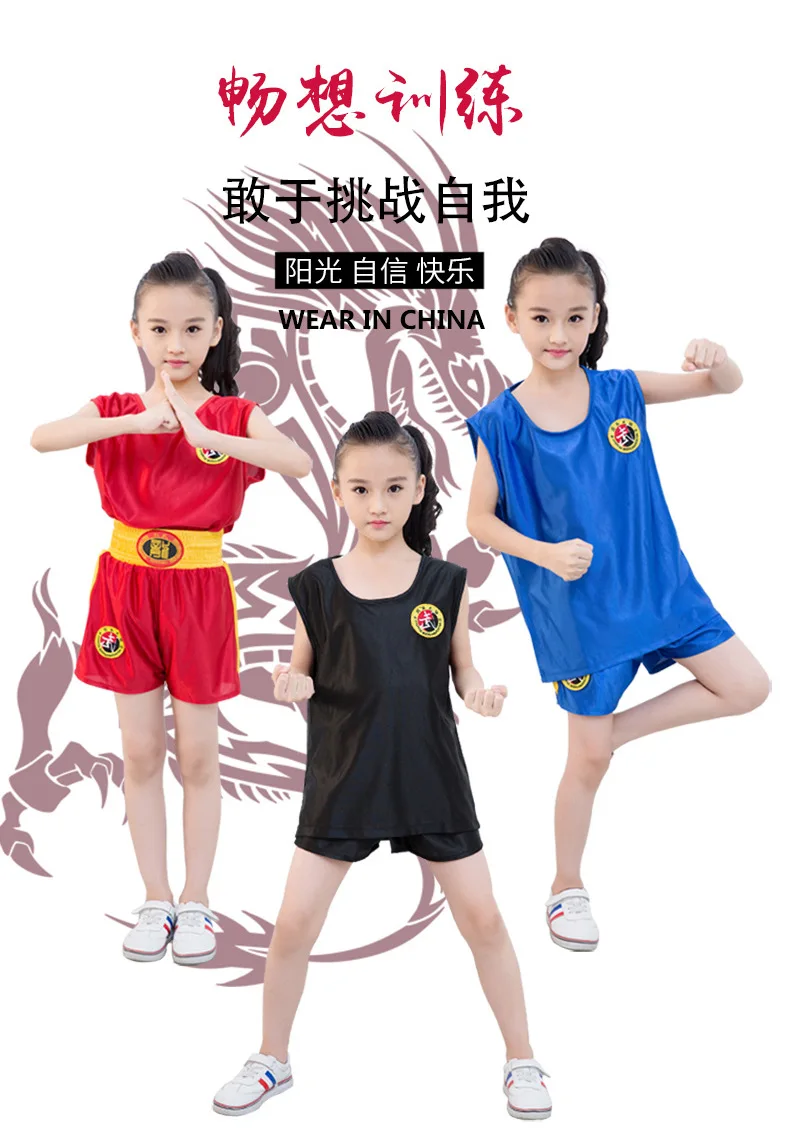 Муай Тай Санда шорты с коротким рукавом боксерские ММА шорты для женщин костюм для детей и взрослых боевые искусства Производительность Практика Обучение таэквондо