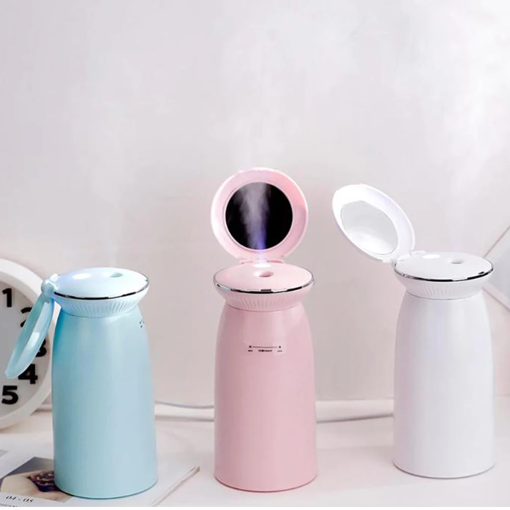 

350ml USB Air Humidifier with Makeup Mirror Aroma Essential Oil Diffuser Aromatherapy Diffuser Mist Maker for Office Home Car
