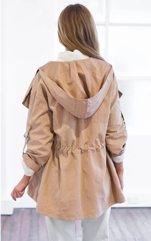 

2018 Autumn And Winter New Pattern Fashion Long Fund Even Hat Frivolous Windbreaker Loose Coat Six Color