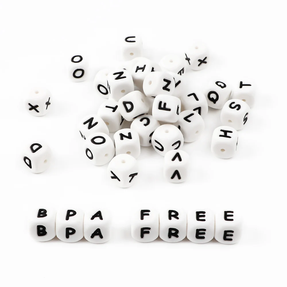Joepada, 100 шт, Английский алфавит, силиконовые бусины для прорезывания зубов, BPA бесплатно, для изготовления детских прорезывателей, ювелирные изделия, ожерелье, детские игрушки для прорезывания зубов