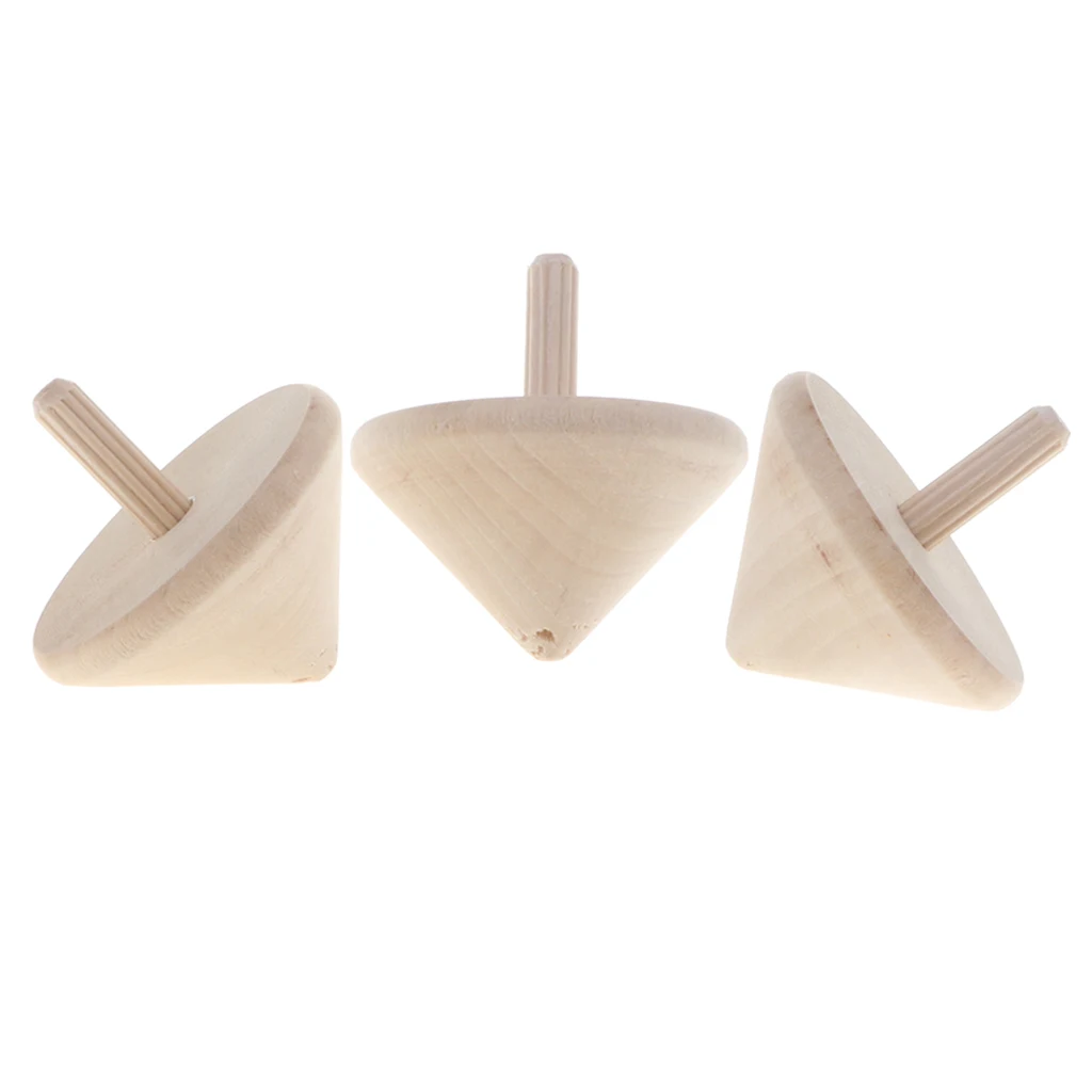 3 Pieces Classic Wooden Peg-Top Spinning Top Spin Gyro Play Toys Kids Children Gifts