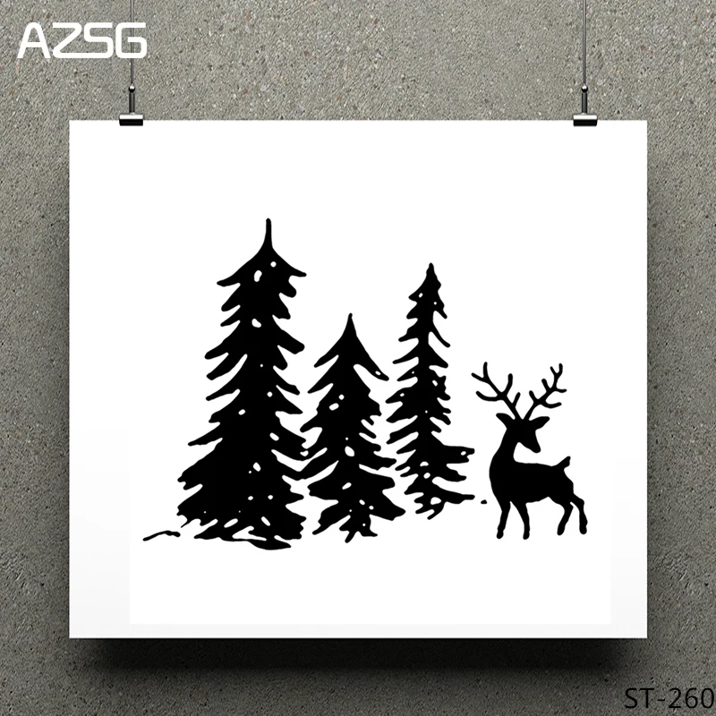

AZSG Towering Pine Vigilant Elk Clear Stamps/Seals For DIY Scrapbooking/Card Making/Album Decorative Silicone Stamp Crafts