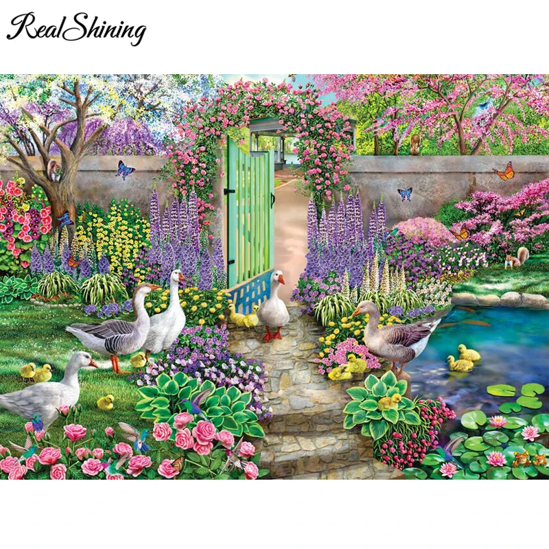 

5d Diamond painting Craft Full Resin Square/round drill Diy Garden Flowers Cross Stitch Diamond Embroidery Ducks 3d art FS3907