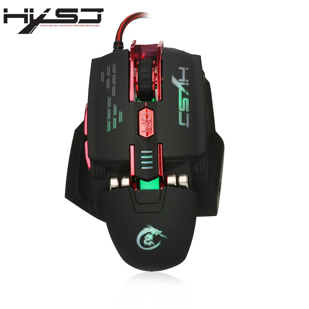HXSJ X200 Optical 7D USB Wired Programmable Macro Gaming Mouse with LED