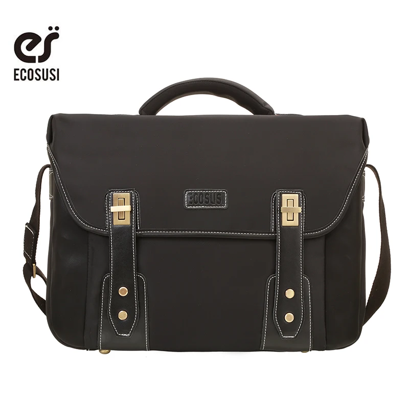 

ECOSUSI New Mens 14" Laptop Handbag Nylon School Bags Business Bucket Shoulder Bags Fashion Crossbady Briefcases 2019 New Retro