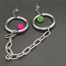 New Metal Stainless Steel Fetter Anklet Cuffs Shackles With Chain Restraint Bondage Lock Adult BDSM Sex Toy For Male Female